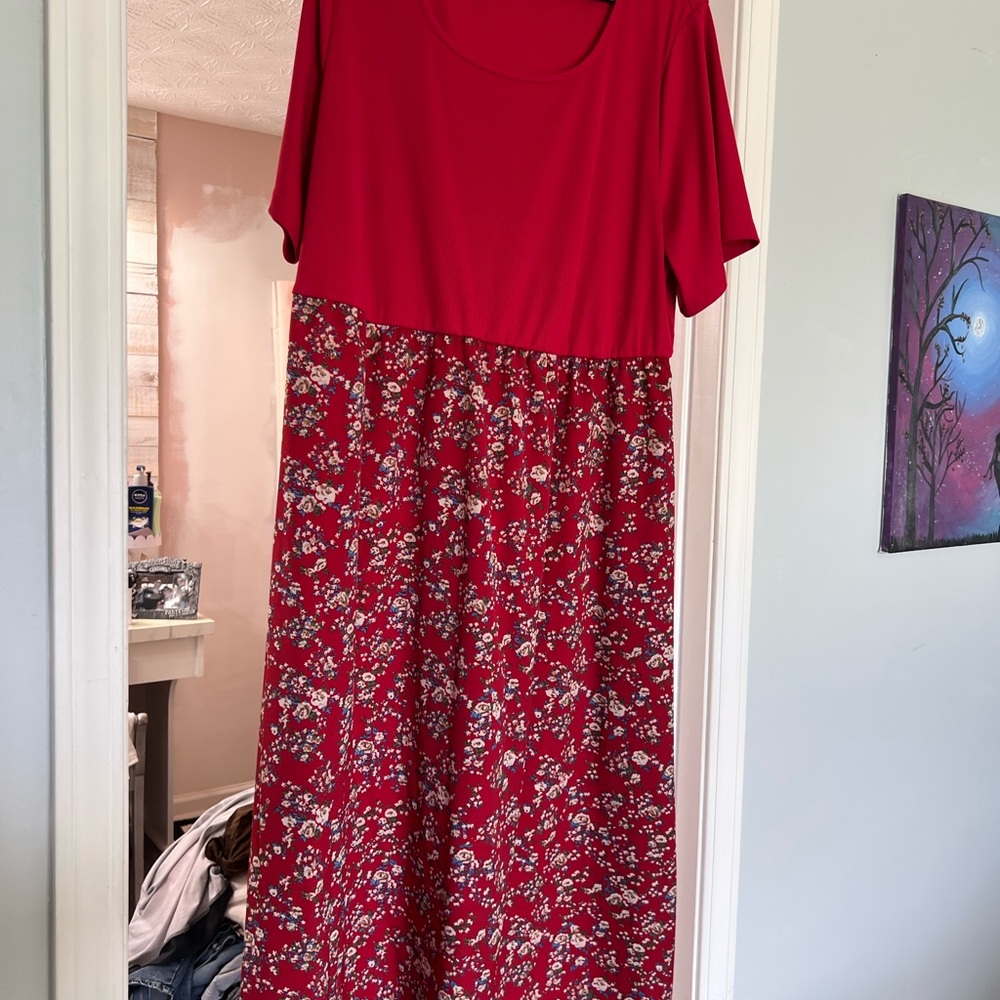 Floral Red Dress